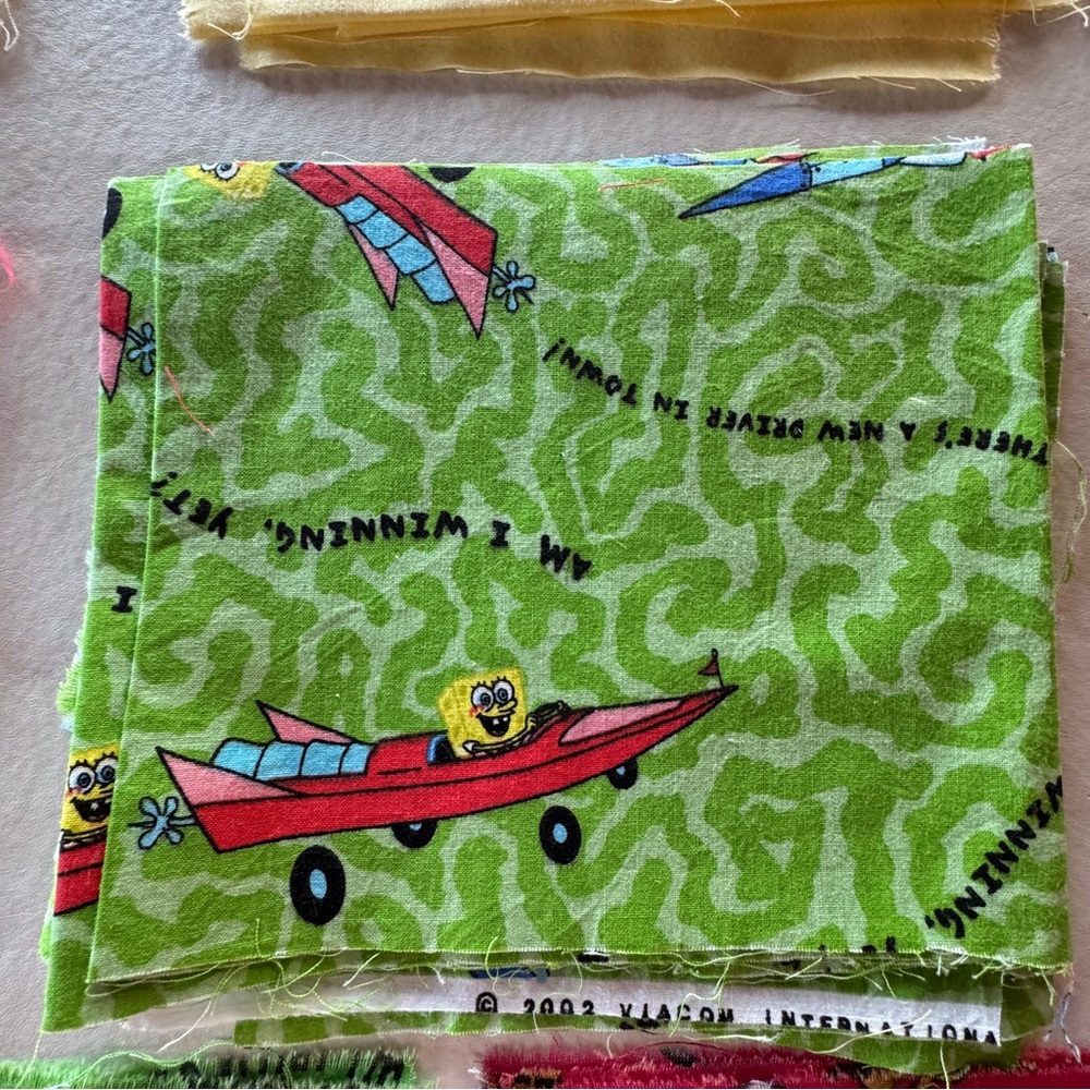 SpongeBob 2002 Vintage Cotton Fabric Blocks and Remnants - Picture 6 of 15